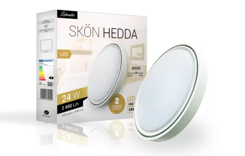 Skön Hedda 24 W-os ø400 mm kerek natúr fehér, fehér színű mennyezeti lámpa, IP20