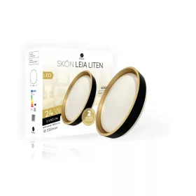   Skön Leia Liten 24 W-os ø330 mm kerek natúr fehér, fekete-arany színű lámpa, IP20