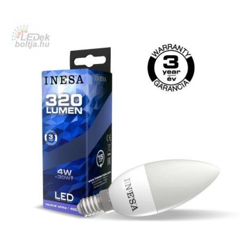 INESA E14 2W Filament LED gyertya izzó 2700K G2 250Lm