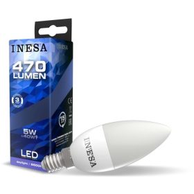 LED izzó E14 5W 160° LED gyertya izzó 6500K G3 470Lm