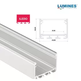   Led profil led szalagokhoz Széles Magas Fehér 2 méteres alumínium