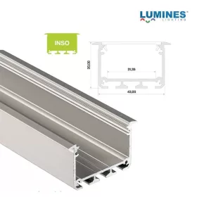   Led profil INSO led szalagokhoz Beépíthető Széles Mély Ezüst 1 méteres alumínium