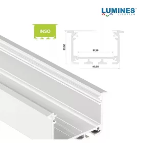   Led profil INSO led szalagokhoz Beépíthető Széles Mély Fehér 2 méteres alumínium