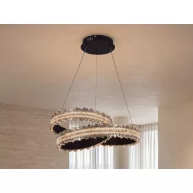   LED függesztett lámpa + távirányító 95 W fekete/kristály