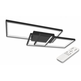   Fekete minimál 90 W-os, 83x36 cm LED távirányítós mennyezeti lámpa Galaxis Vela