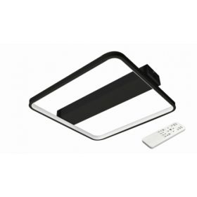   Fekete minimál 40 W-os, 42x40 cm LED távirányítós mennyezeti lámpa