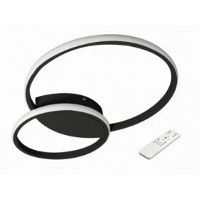   Fekete minimál 60 W-os, 48x35 cm fekete LED távirányítós mennyezeti lámpa