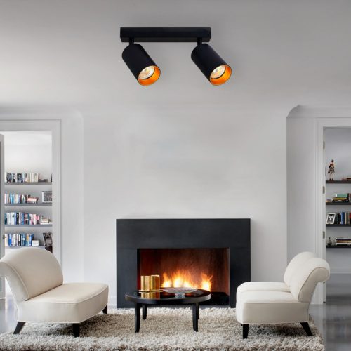 MasterLED Eris fekete-arany mennyezeti 2-es lámpa keret, GU10-es foglalattal