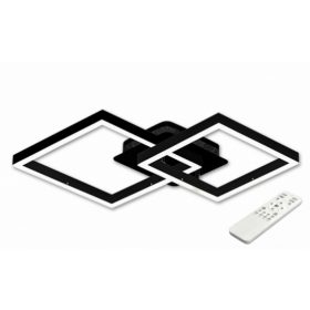   Minimál fekete 70 W-os, 54x54 cm LED távirányítós mennyezeti lámpa