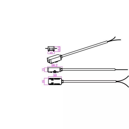 MasterLED LUXO mágneses sínlámpa rendszerhez 48V tápegység és a mágneses sín közti átkötő elem fekete