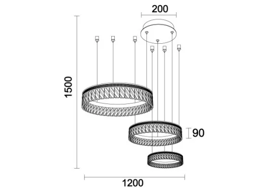 THALIA LED DESIGN KRISTÁLYCSILLÁR FÜGGŐLÁMPA+vezérlés 120W