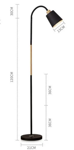 Design állólámpa, Berge Vienna fa/fekete színű állítható magassággal 1xE27-es foglalattal