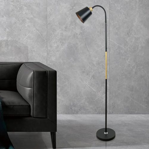 Design állólámpa, Berge Vienna fa/fekete színű állítható magassággal 1xE27-es foglalattal