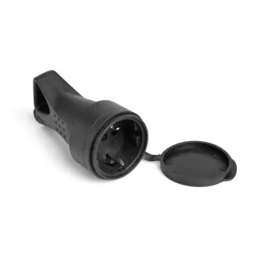   Videx Titanum fekete színű gumis földelt dugaljzat 16A, fedéllel, és fogantyúva, IP44 