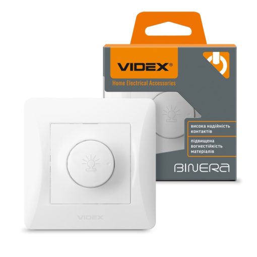Videx Binera fehér színű süllyesztett 600W-os dimmer kapcsoló 