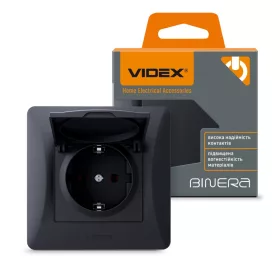   Videx Binera fekete színű süllyesztett földelt aljzat csapófedéllel