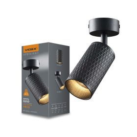   Videx Grant fekete anyagában mintás mennyezeti lámpa keret, GU10-es foglalattal