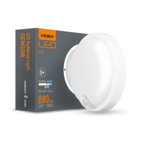   Videx Kira 11 W-os ø170 mm kerek natúr fehér fehér mennyezeti lámpa IP65-ös védettségű beépített mozgásérzékelővel