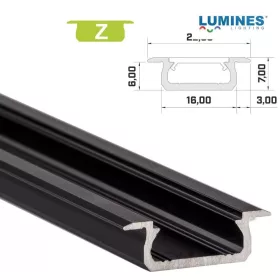   Led profil led szalagokhoz Beépíthető fekete 1 méteres alumínium