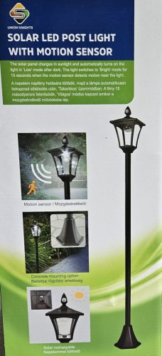  Napelemes kandeláber oszlop 2m 